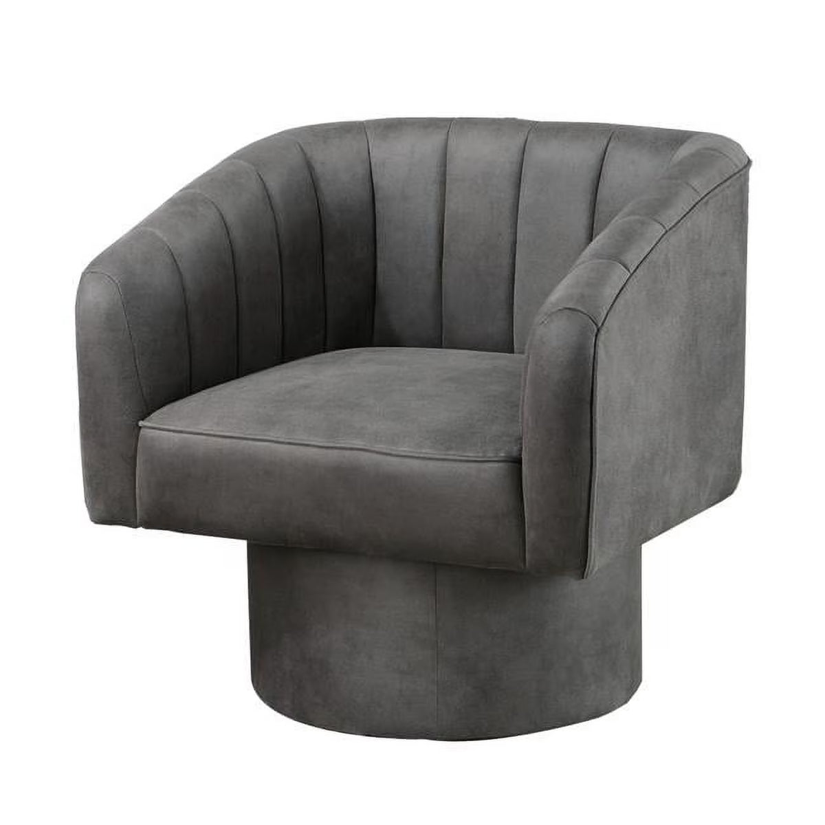 Dark Gray Vegan Faux Leather Swivel Accent Chair K937