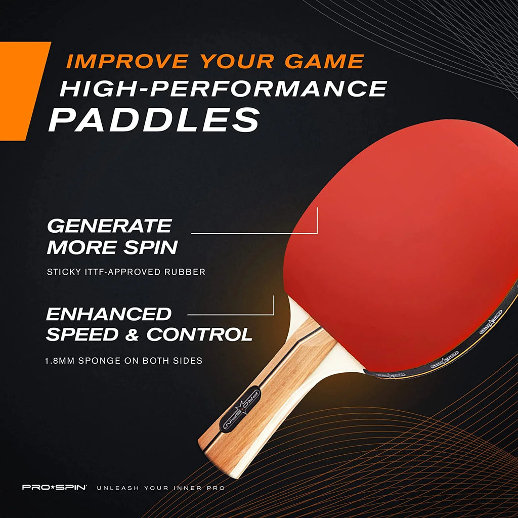 4-Player Table Tennis Racket Set with 3-Star Balls and Storage Case D157741