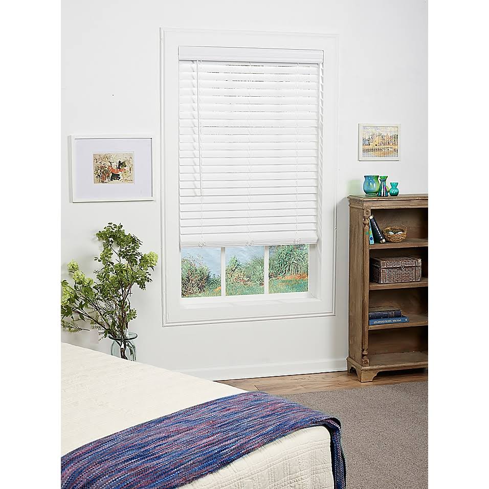 White Cordless Faux Wood Blind J731772
