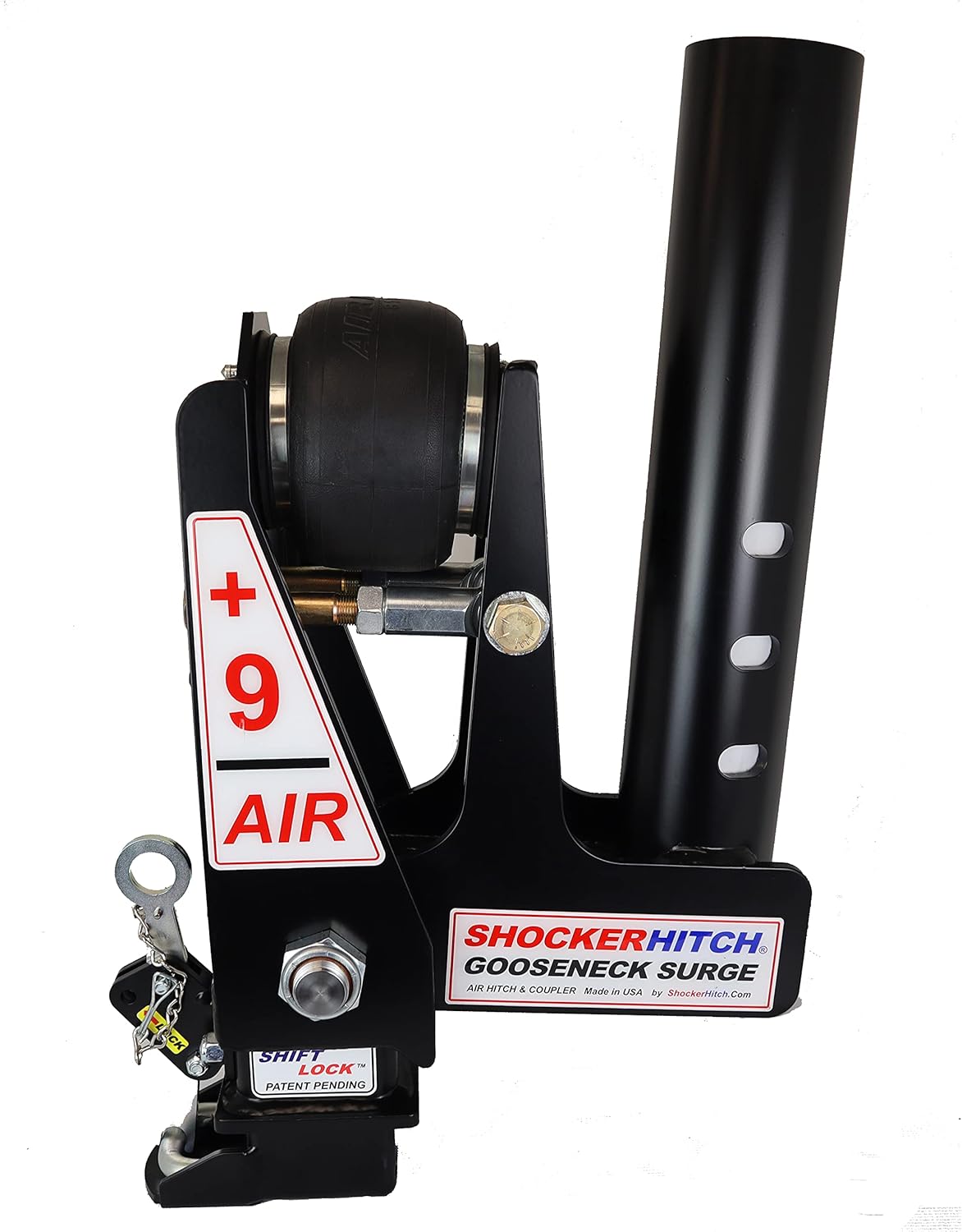 Gooseneck Air Hitch & Coupler, Round 3-15/16" Angled Pin 30K Coupler 9" Offset J948
