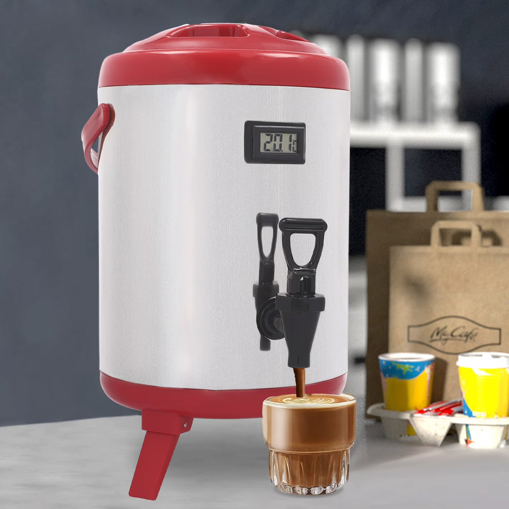 8L Stainless Steel Hot Beverage Dispenser with Thermometer J977