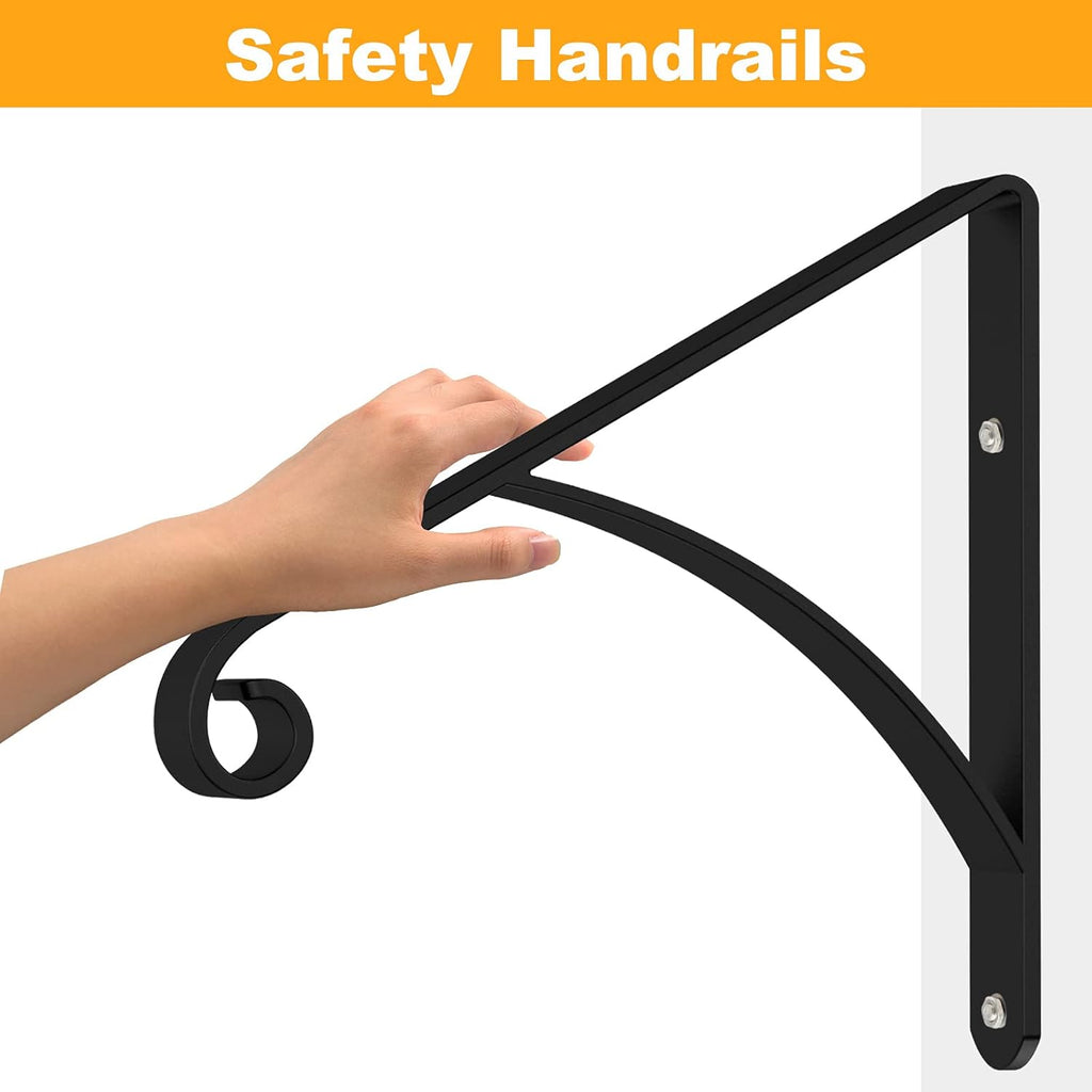 Black Metal Handrail for Outdoor Steps Stair Railing Kit Q54629