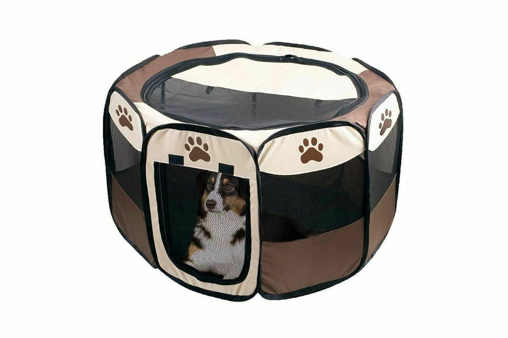 Portable Foldable Pet Playpen for Dogs, Paw Print, Medium/Large, Pop-Up Kennel A356646
