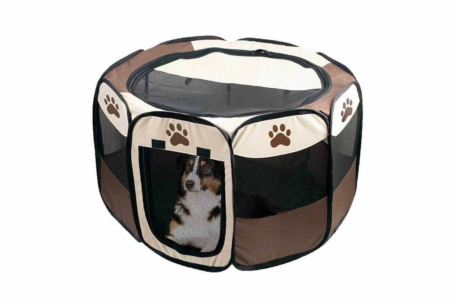 Portable Foldable Pet Playpen for Dogs, Paw Print, Medium/Large, Pop-Up Kennel A356646