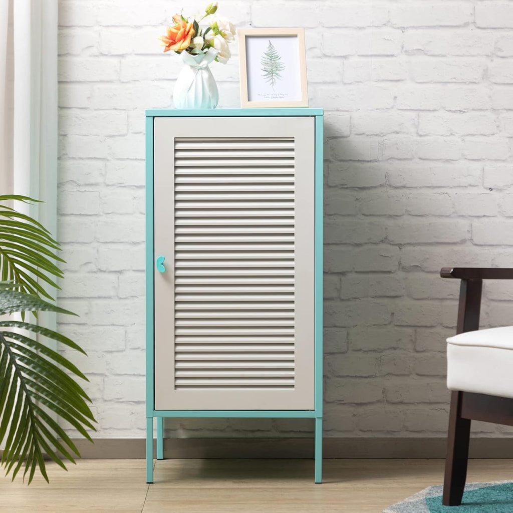 White 2-Tier Metal Storage Cabinet with Door R354036