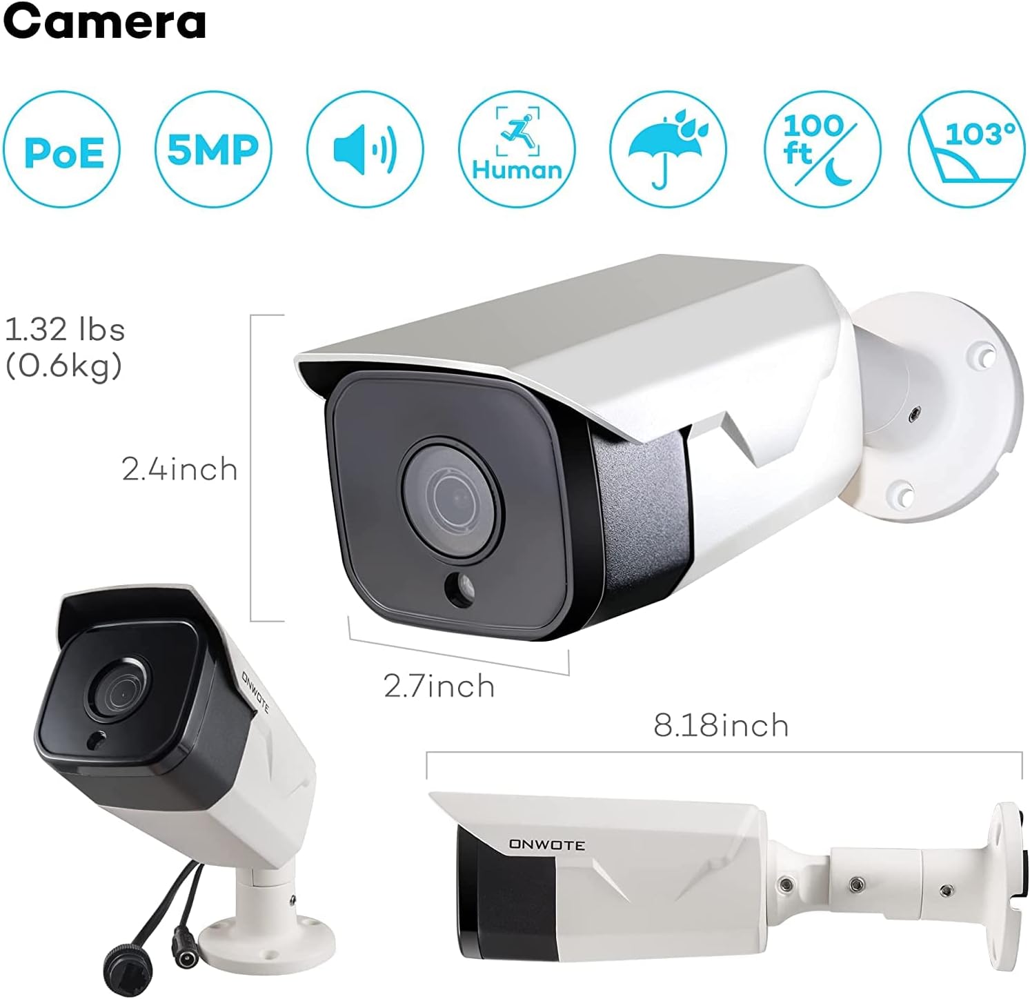16 Channel 5MP PoE Security Camera System 4TB, 16 Outdoor Audio IP Cameras Wide Angle C1845