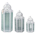 3-Piece White Iron Lantern Set C629