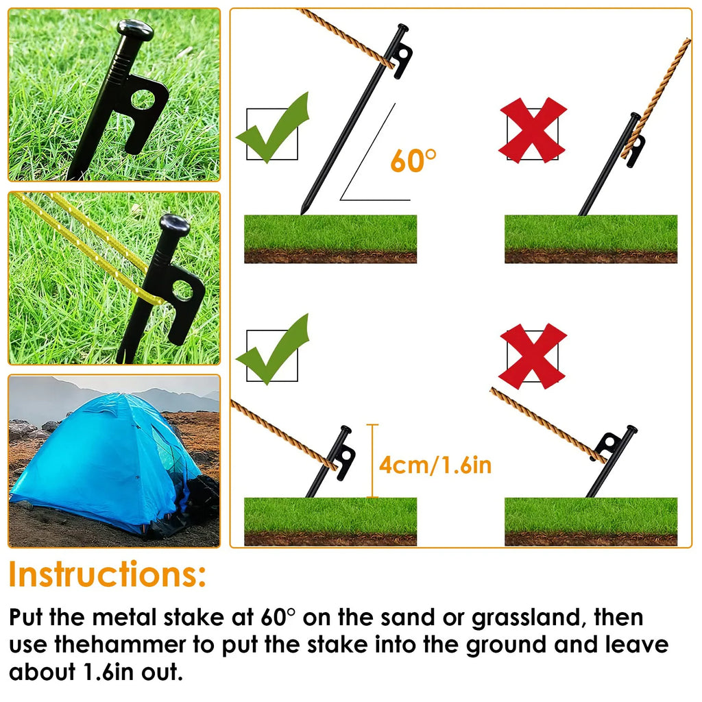 9.8ft Camping Tents Kit with Tent Pegs Reflective Rope D8012