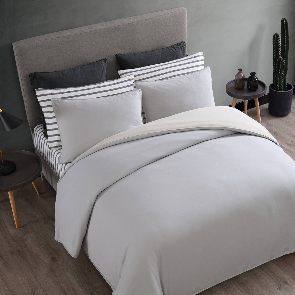 Washed Cotton Reversible Duvet Cover Set R7260