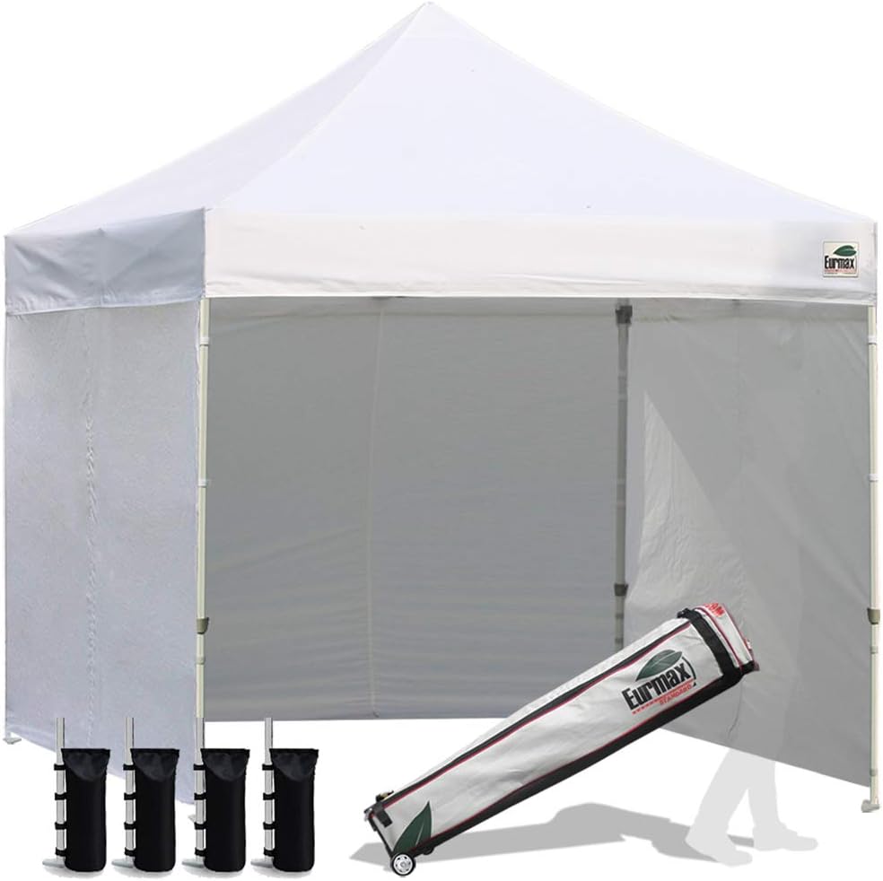 10'x10' Pop-up Canopy Tent with 4 Removable Side Walls and Roller Bag F578160
