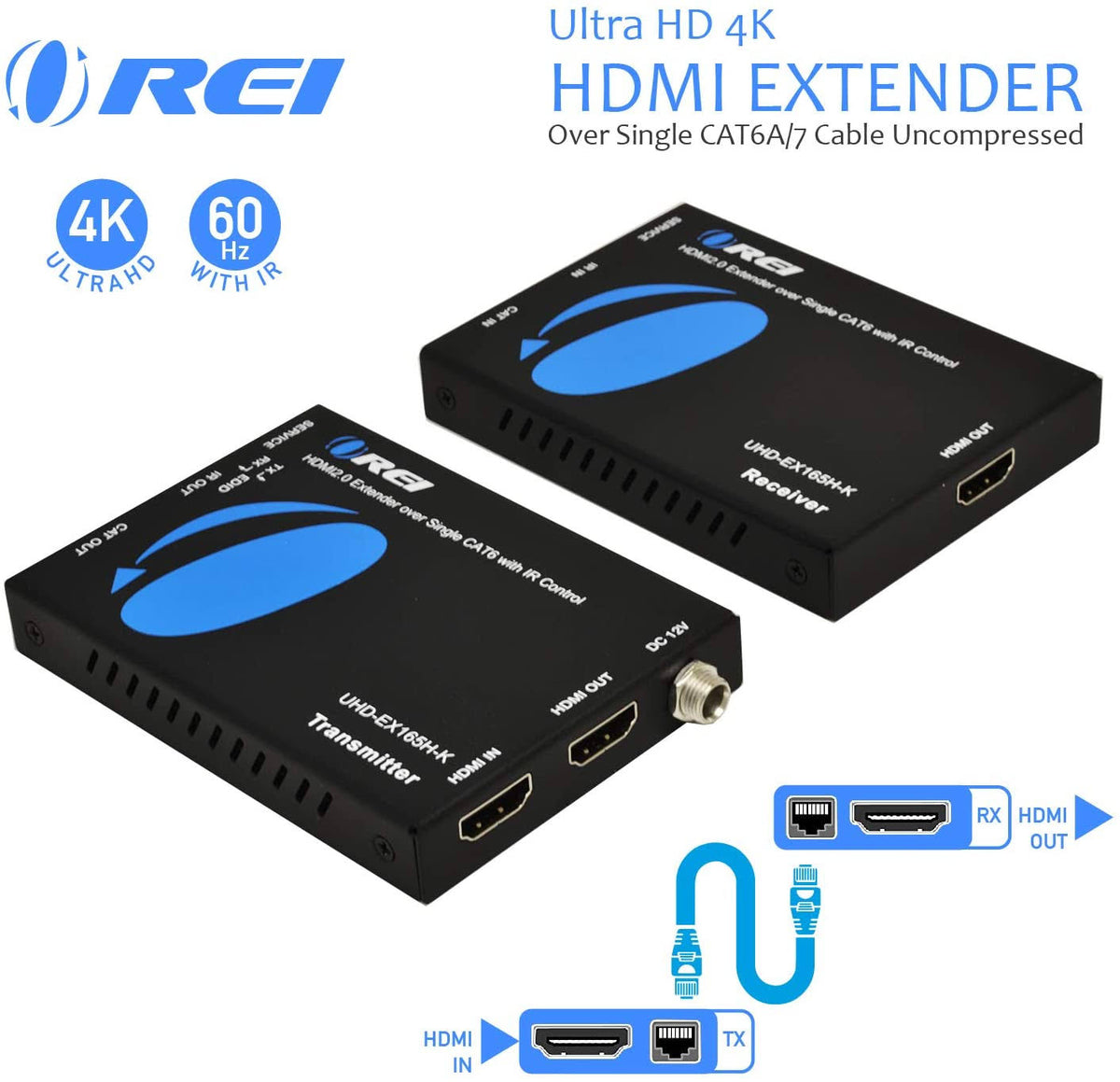 HDMI Extender UltraHD Over Single Cat6/Cat7 Cable 4K @ 60Hz with HDR & IR Control X7023