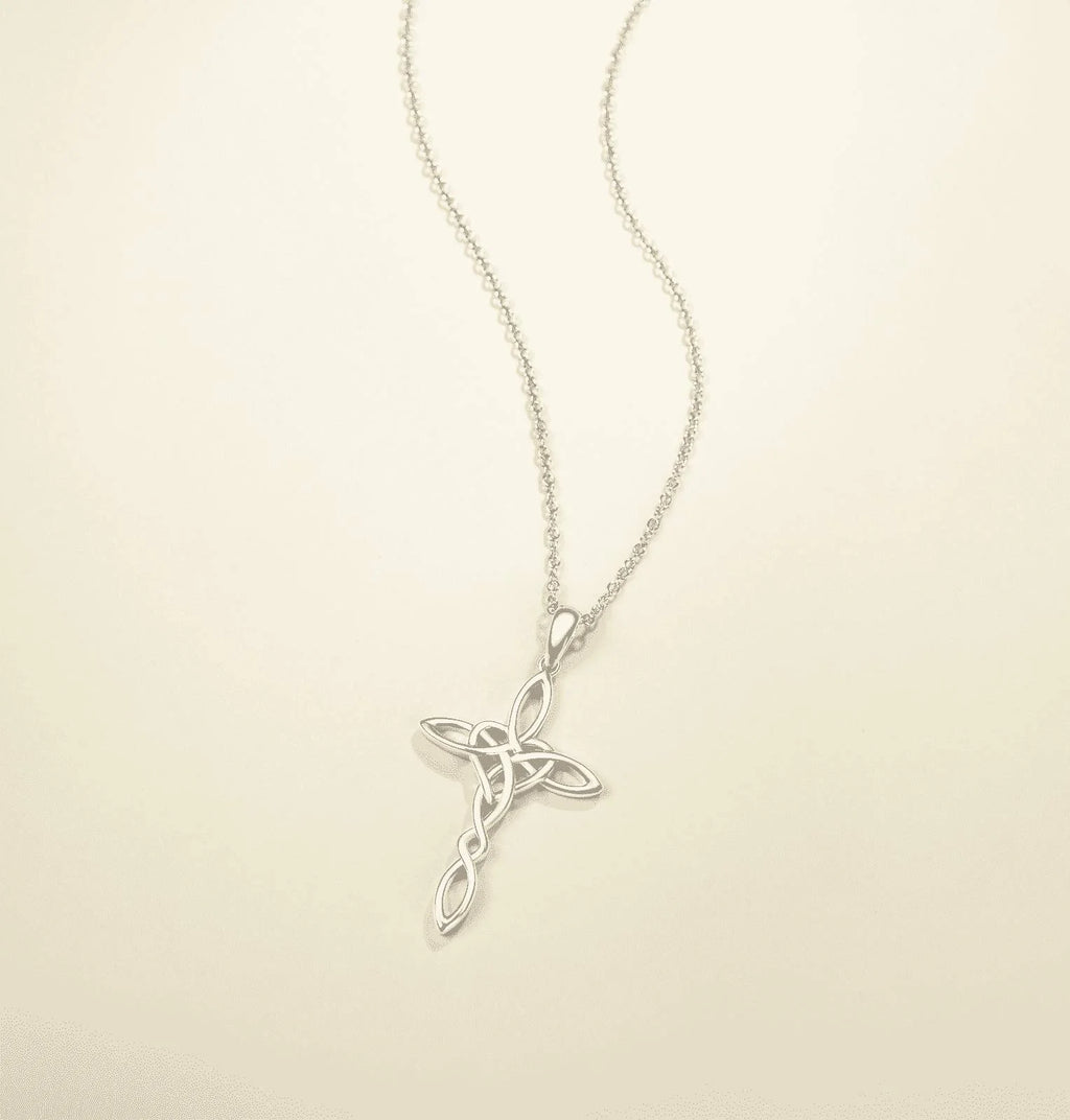 14K Gold Plated Sterling Silver Celtic Knot Cross Pendant Necklace A72047
