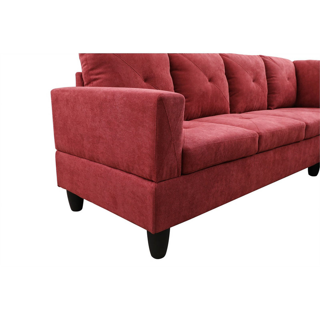 Red L Shaped Microfiber Couch with Storage Ottoman M694657