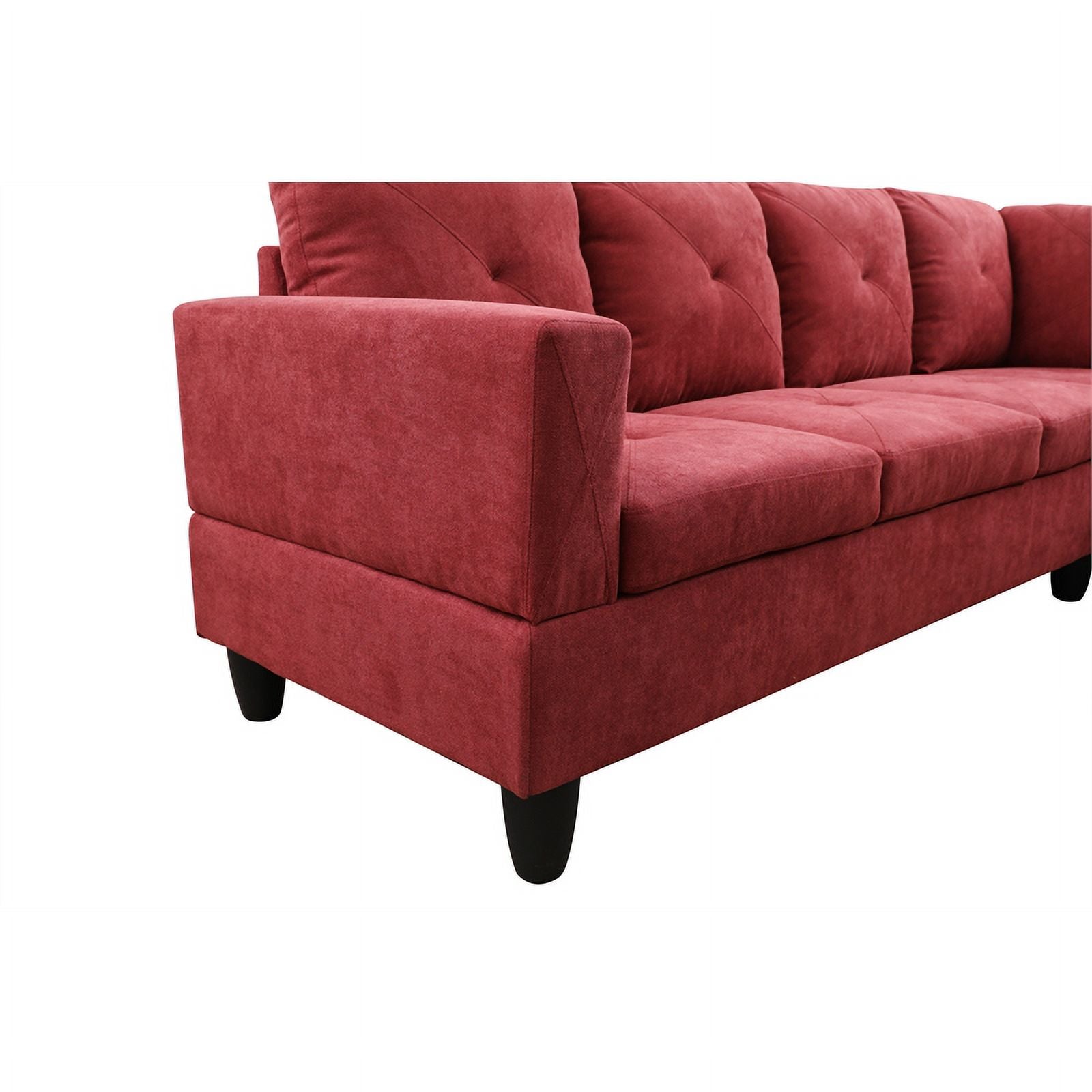 Red L Shaped Microfiber Couch with Storage Ottoman M694657