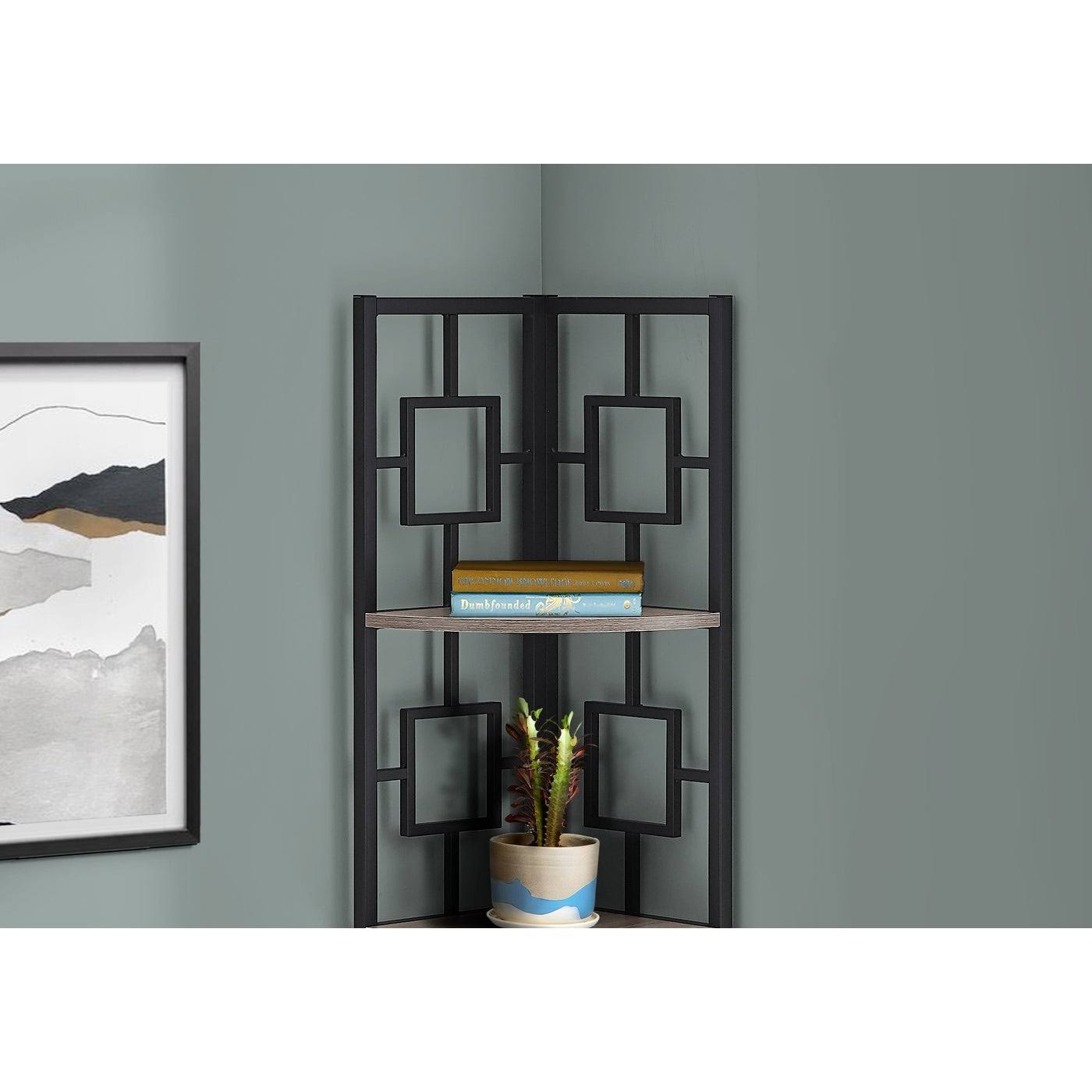 Dark Taupe 4-Tier Metal Etagere Bookshelf S956772
