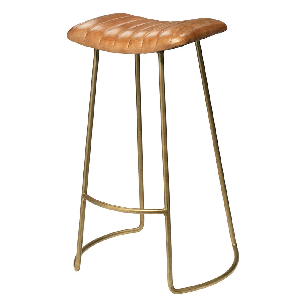 Gold and Brown Leatherette Bar Stool T435467