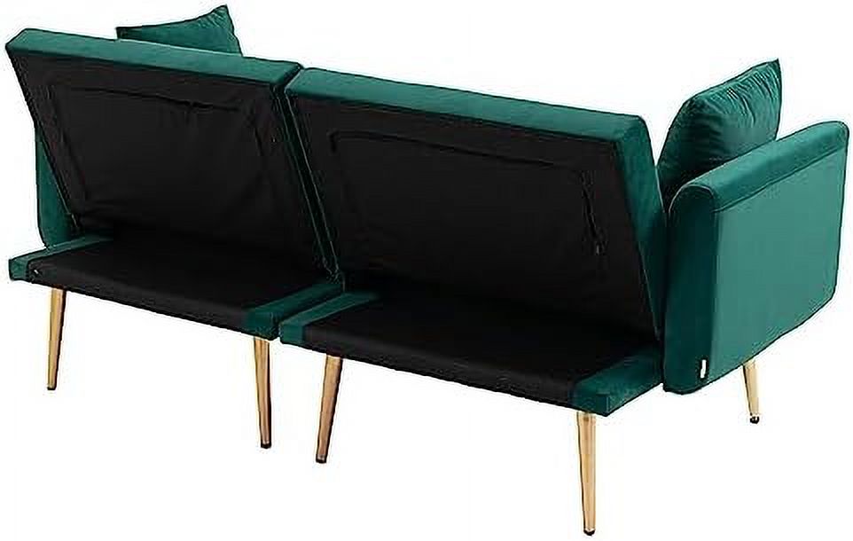 Beige Velvet Loveseat Sofa with 7 Gold Metal Legs E92742