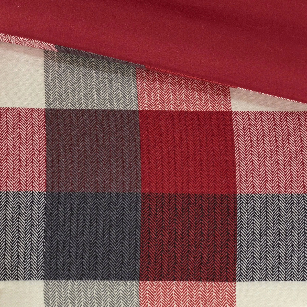 6 Piece Herringbone Duvet Cover Set Red King/Cal King P716