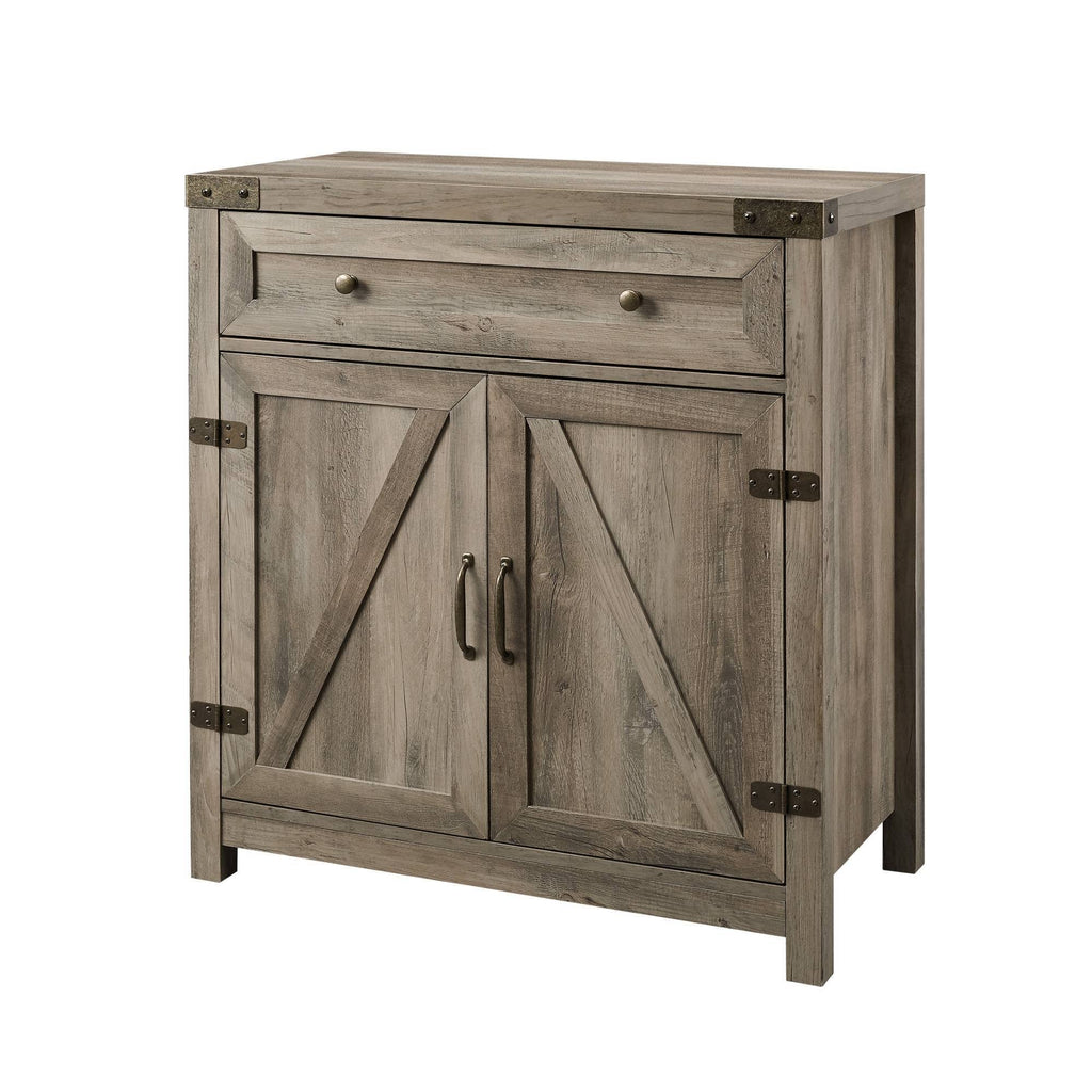 Rustic Farmhouse Barn Door Accent Cabinet Gray Wash L53249