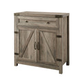 Rustic Farmhouse Barn Door Accent Cabinet Gray Wash L53249