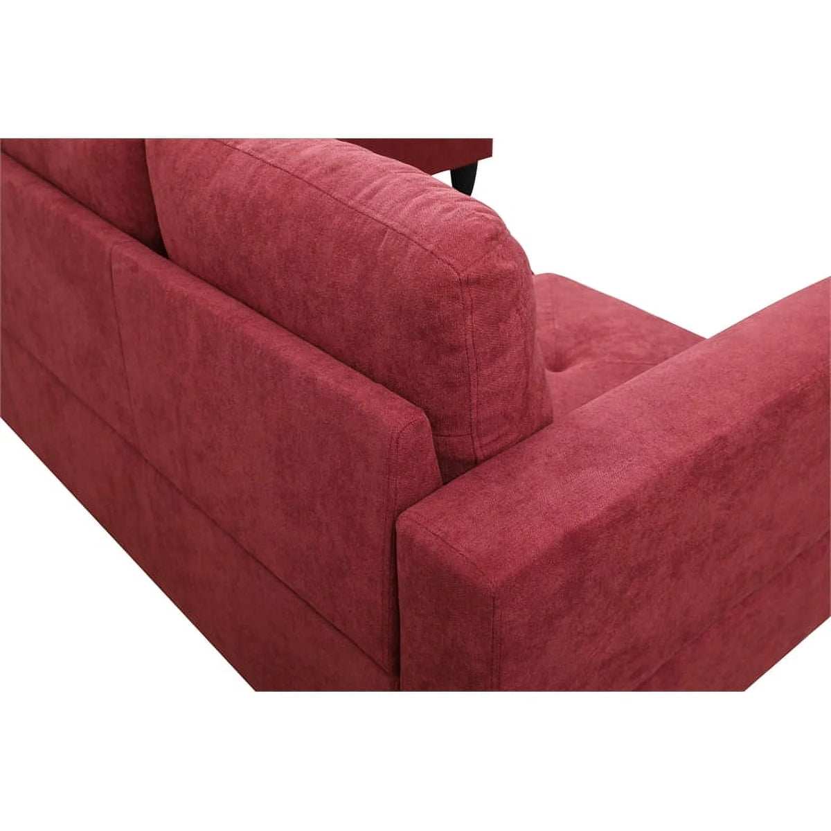 Red L Shaped Microfiber Couch with Storage Ottoman M694657