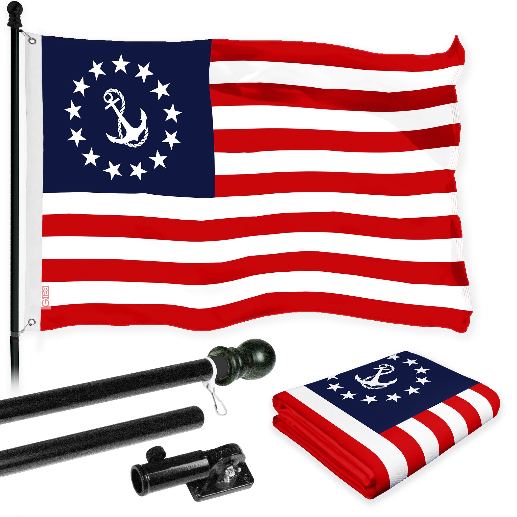 6 Ft Aluminum Spinning Flagpole with 3x5 Ft Polyester Flag J8199