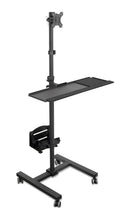 Black Mobile Cart with Monitor Mount and CPU Holder N455