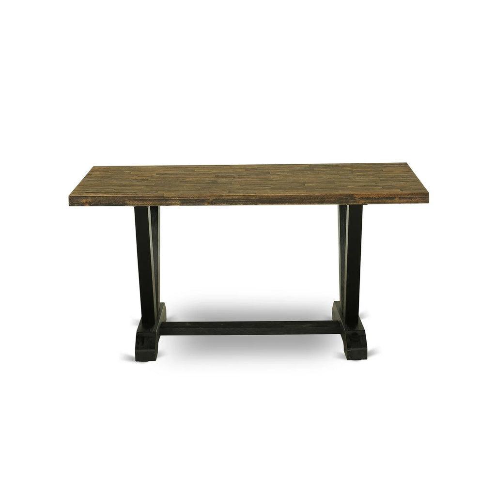 6-piece Wood Dining Set with Cushion Chairs in Gray N70335