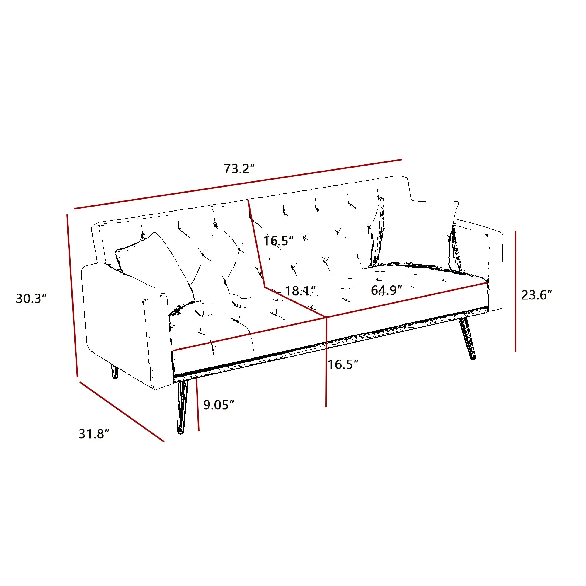 Convertible Folding Futon Sofa Bed G11949