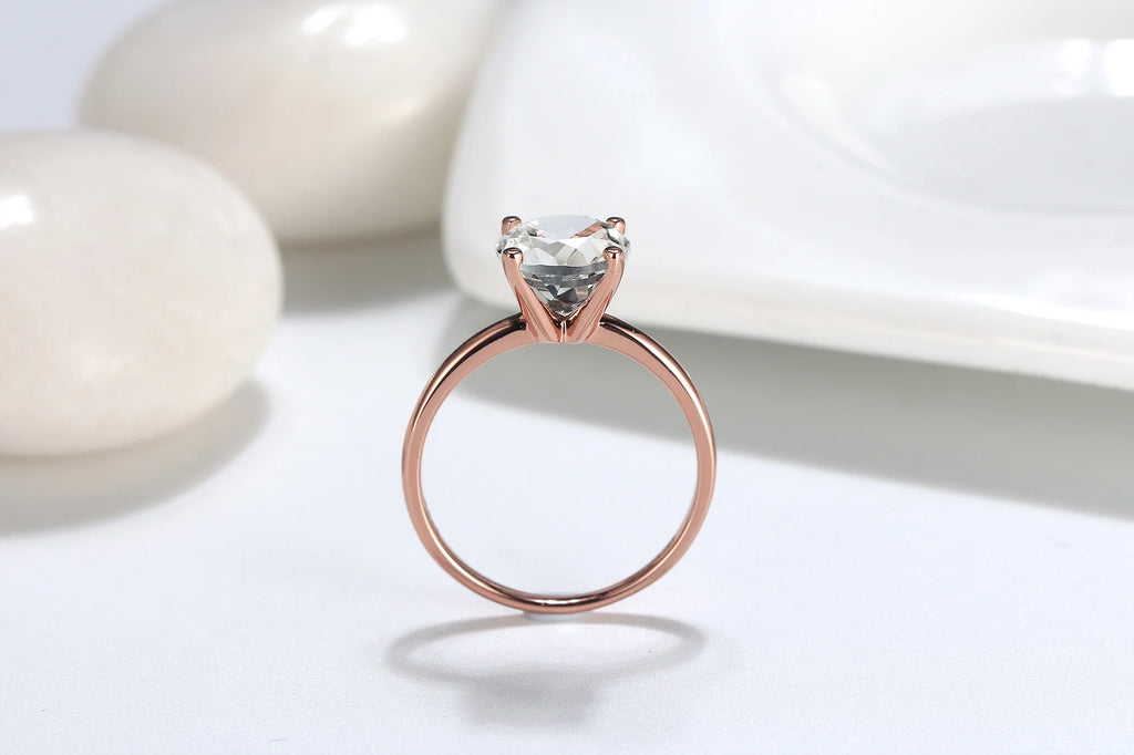 3Ct Topaz Rose Sterling Silver Engagement Ring Q4511