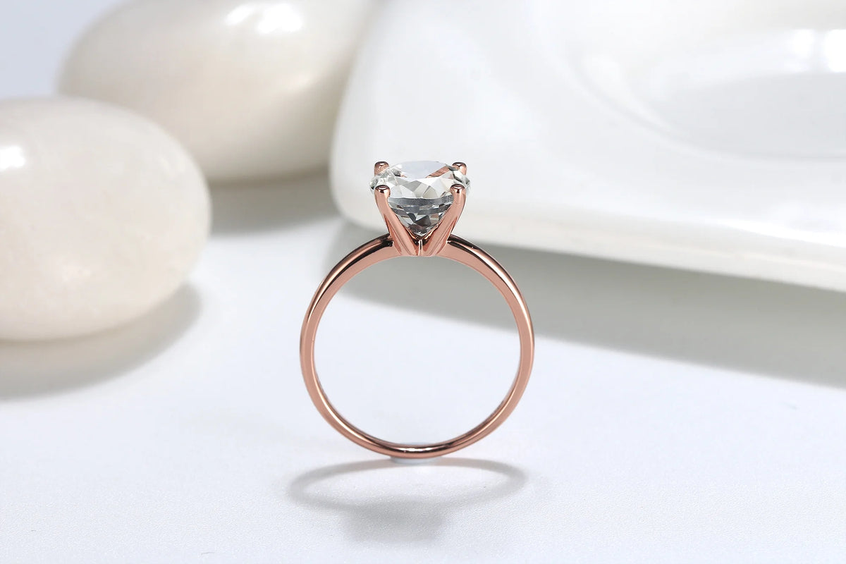 3Ct Topaz Rose Sterling Silver Engagement Ring Q4511