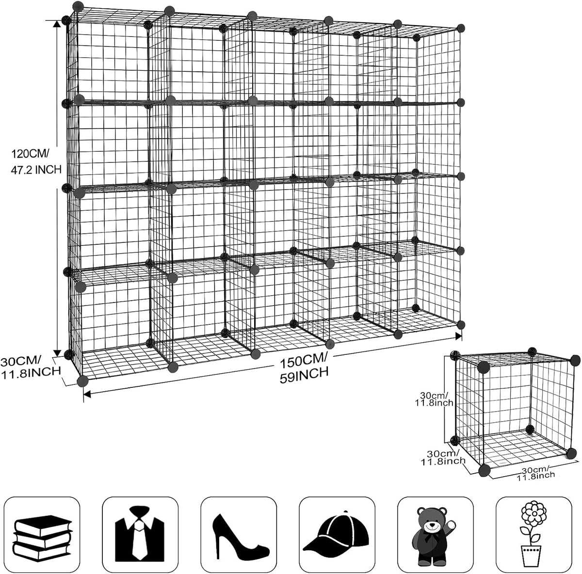 20-Cube Modular Wire Cube Storage Organizer P220641