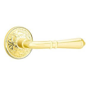 Polished Brass Door Lever with Rose R79719