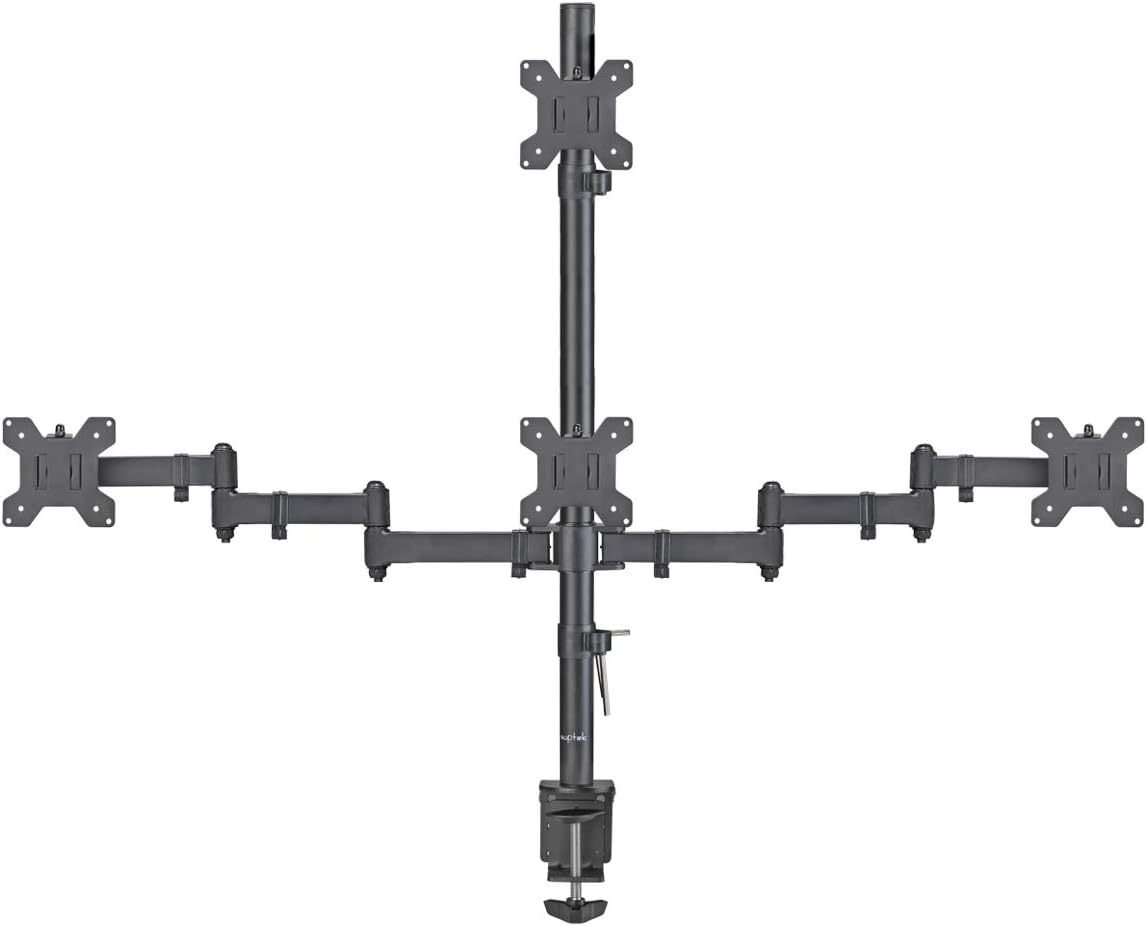 Quad LED LCD Monitor Stand up Desk Mount Extra Tall 31.5 inch Pole Heavy Duty Fully Adjustable Stand for 4 Screens up to 27 inch Pack of 2 P5312