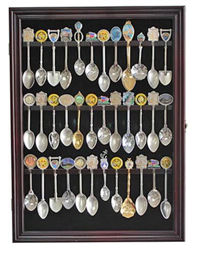 Cherry Finish Glass Door Spoon Display Case Rack Cabinet X6247