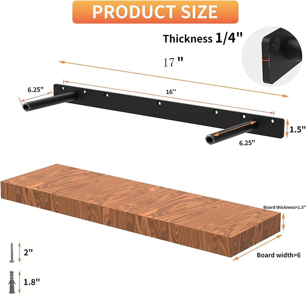Heavy Duty Floating Shelf Bracket Pair, 150 LB Capacity, 18 Inch, Pack of 2 O282
