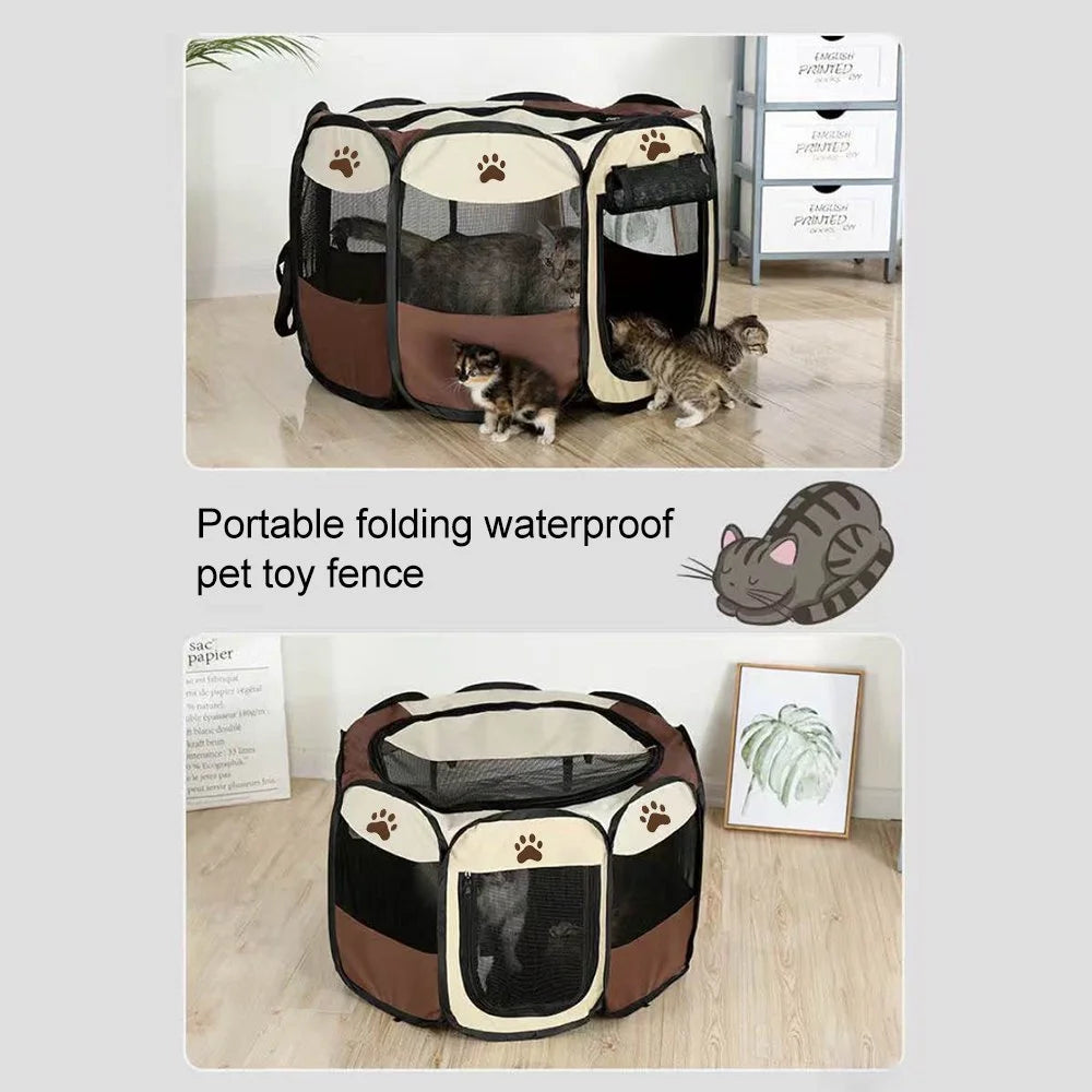 Portable Foldable Pet Playpen for Dogs, Paw Print, Medium/Large, Pop-Up Kennel A356646