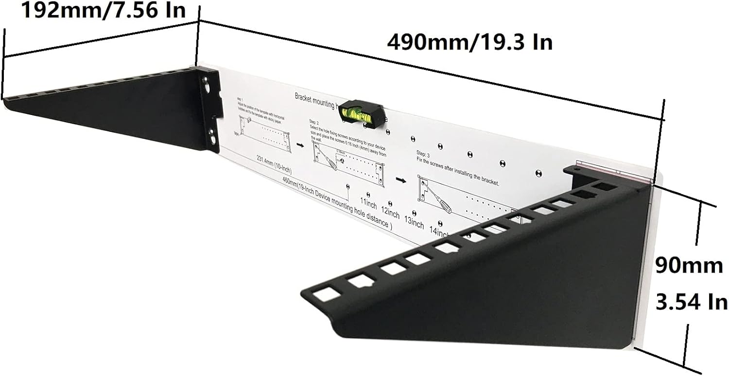 2 Pack 1U Light-Loading Foldable 19 Inches Cold Rolled Steel Vertical Wall Mount Rack Including Hardware H413
