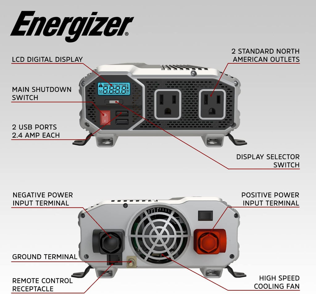 1500 Watts Power Inverter, 12v to 110v, Two AC Outlets, Two USB Ports D7249