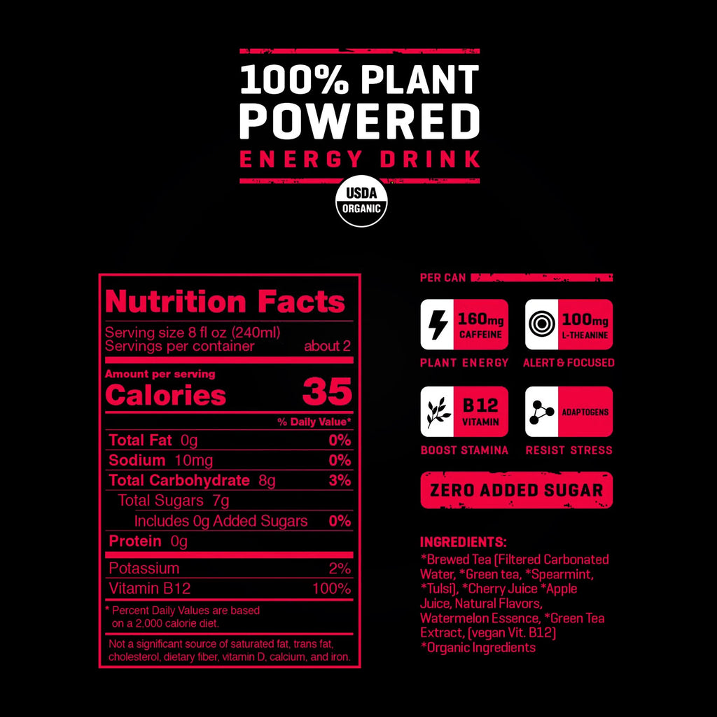 Plant Powered Energy Drink Cherry Watermelon 16oz Pack of 12 C7966
