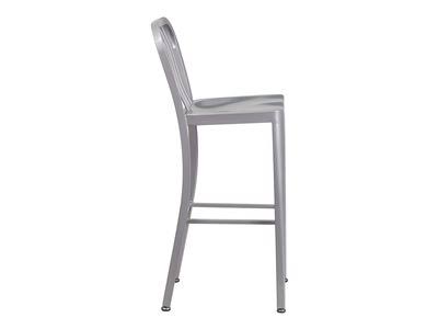 2 Pack 30x22 High Silver Metal Barstool with Vertical Slat Back G28739