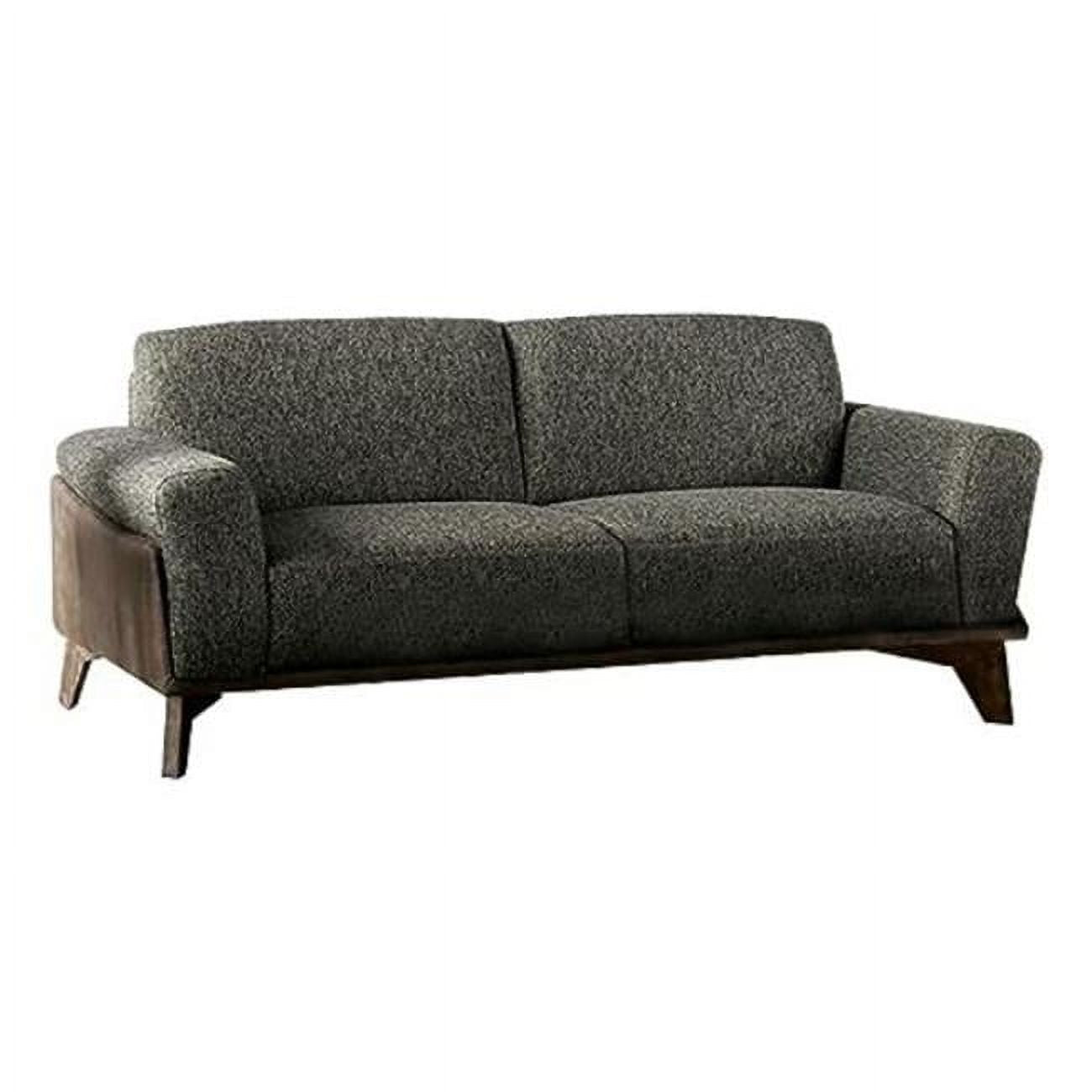 Brown & Gray Fabric Sofa with Wood Legs N709