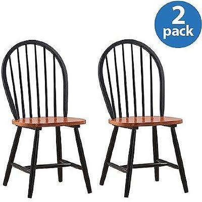 Set of 2 Windsor Chairs Black E34324