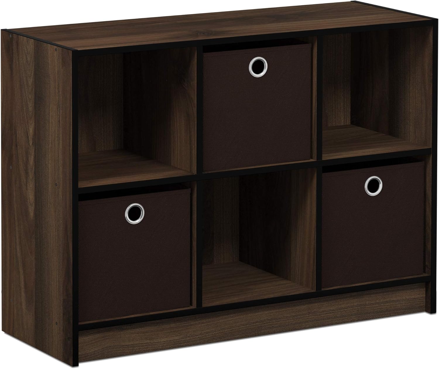 3x2 Bookcase Storage with Bins, Light Cherry/Ivory D358