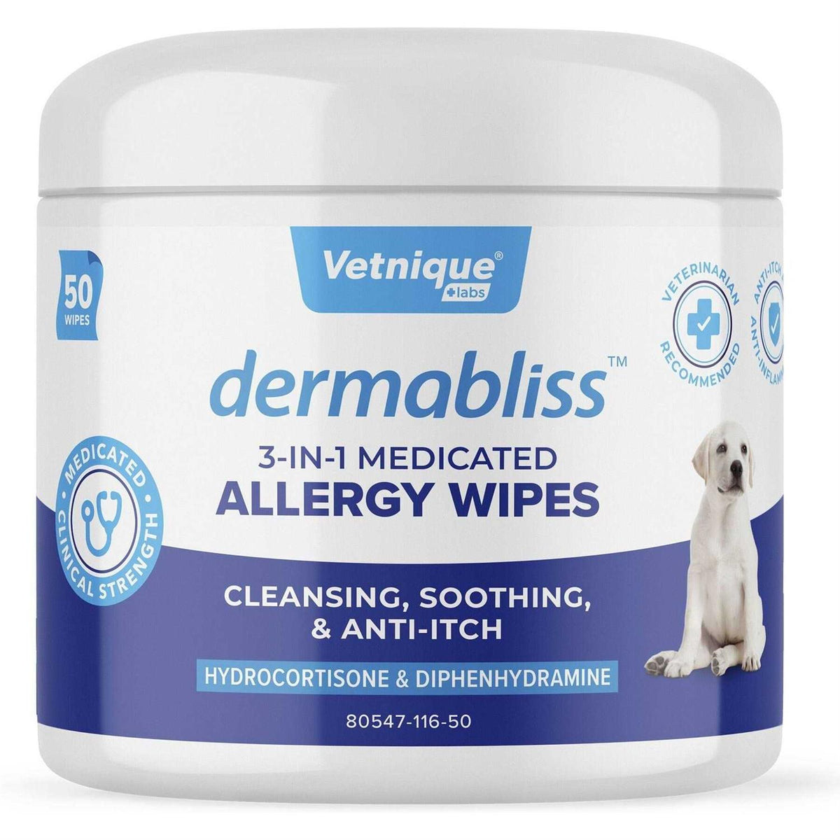 Medicated Hydrocortisone Allergy Cat & Dog Wipes C706309
