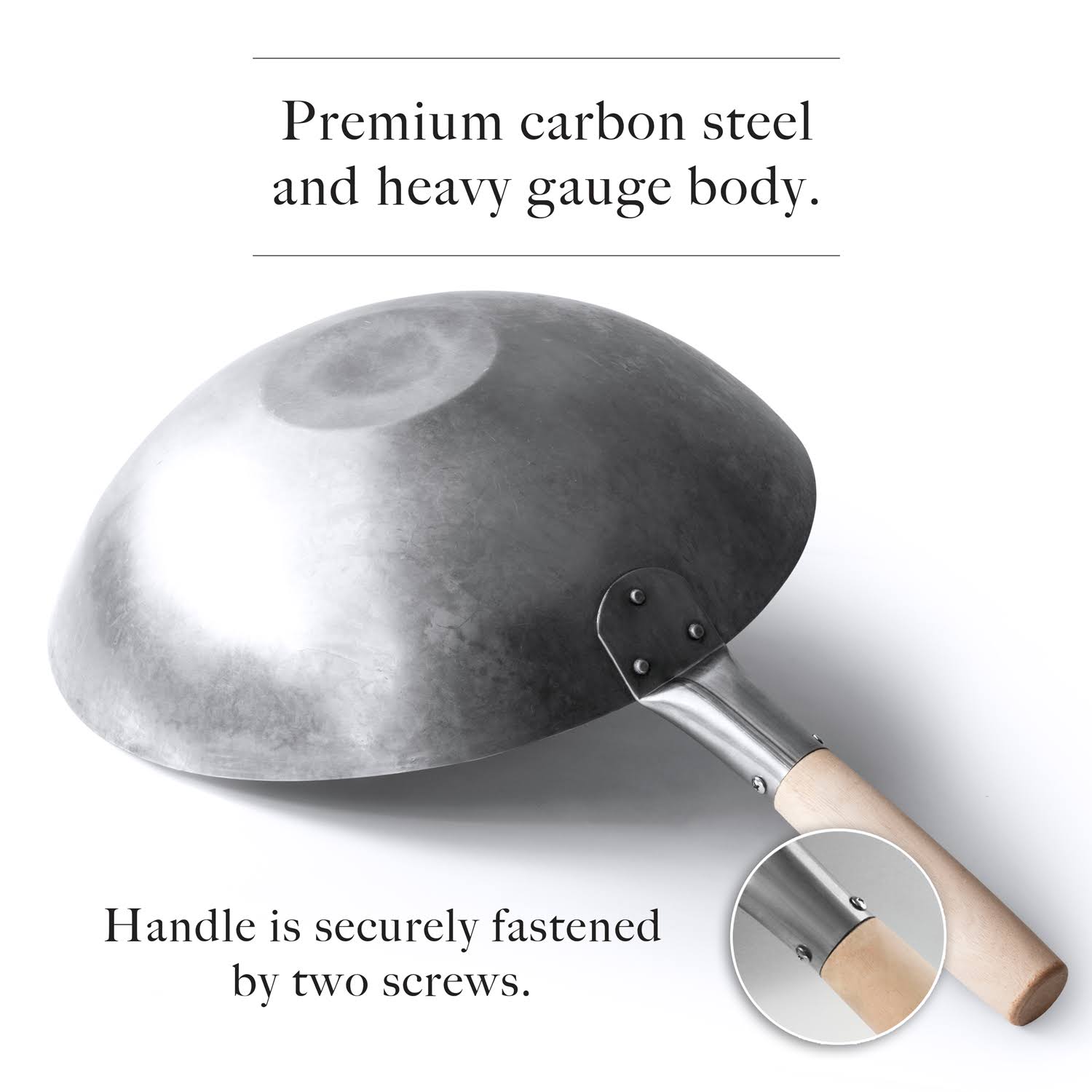 14 inch Carbon Steel Hand Hammered Wok X19533