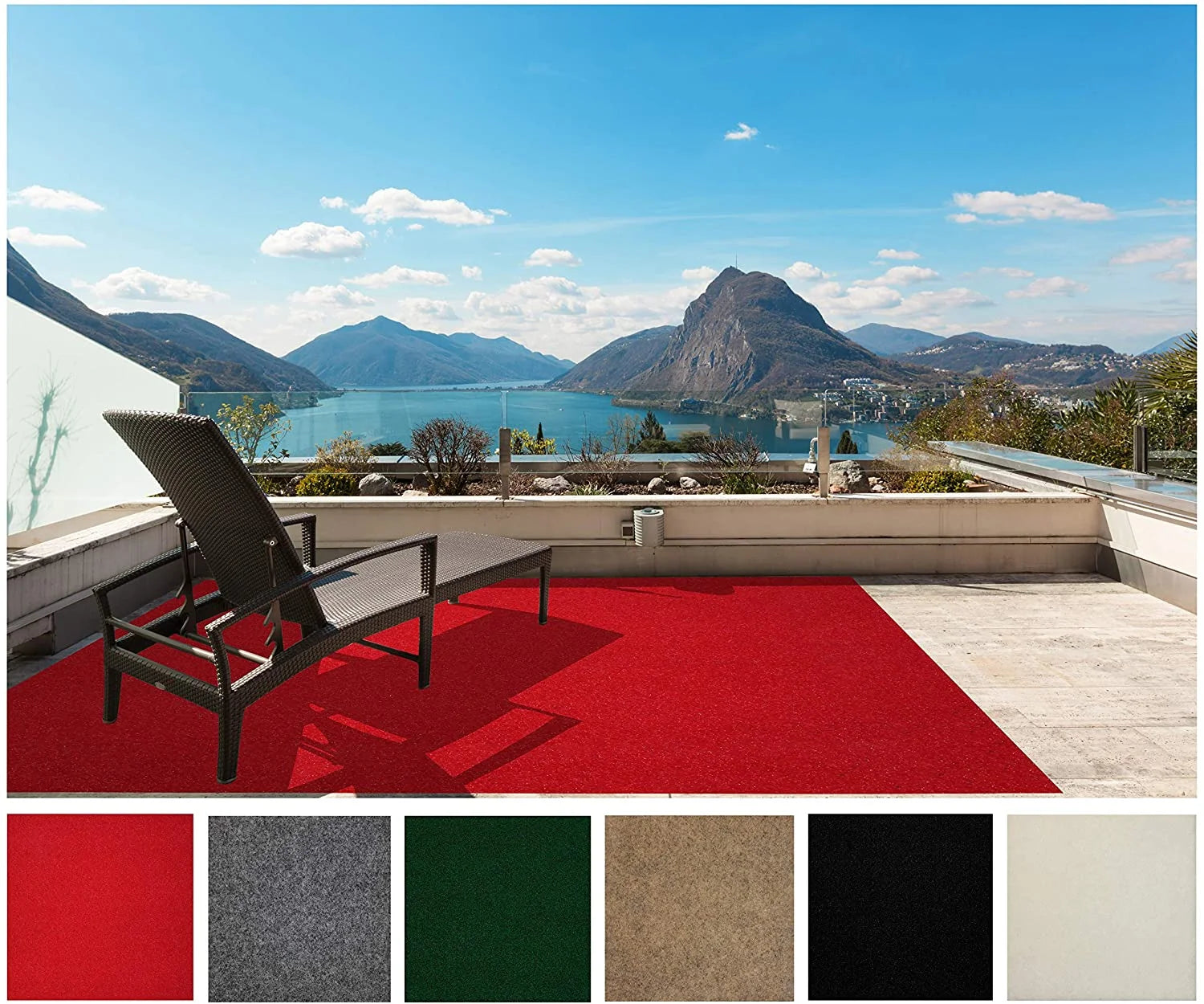 Red 100% UV Olefin Indoor/Outdoor Area Rugs W222922