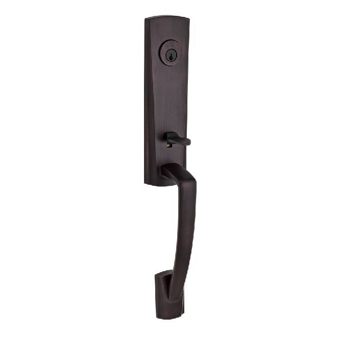 Bronze Single Cylinder Handleset with Round Door Knob and Square Rose W399599