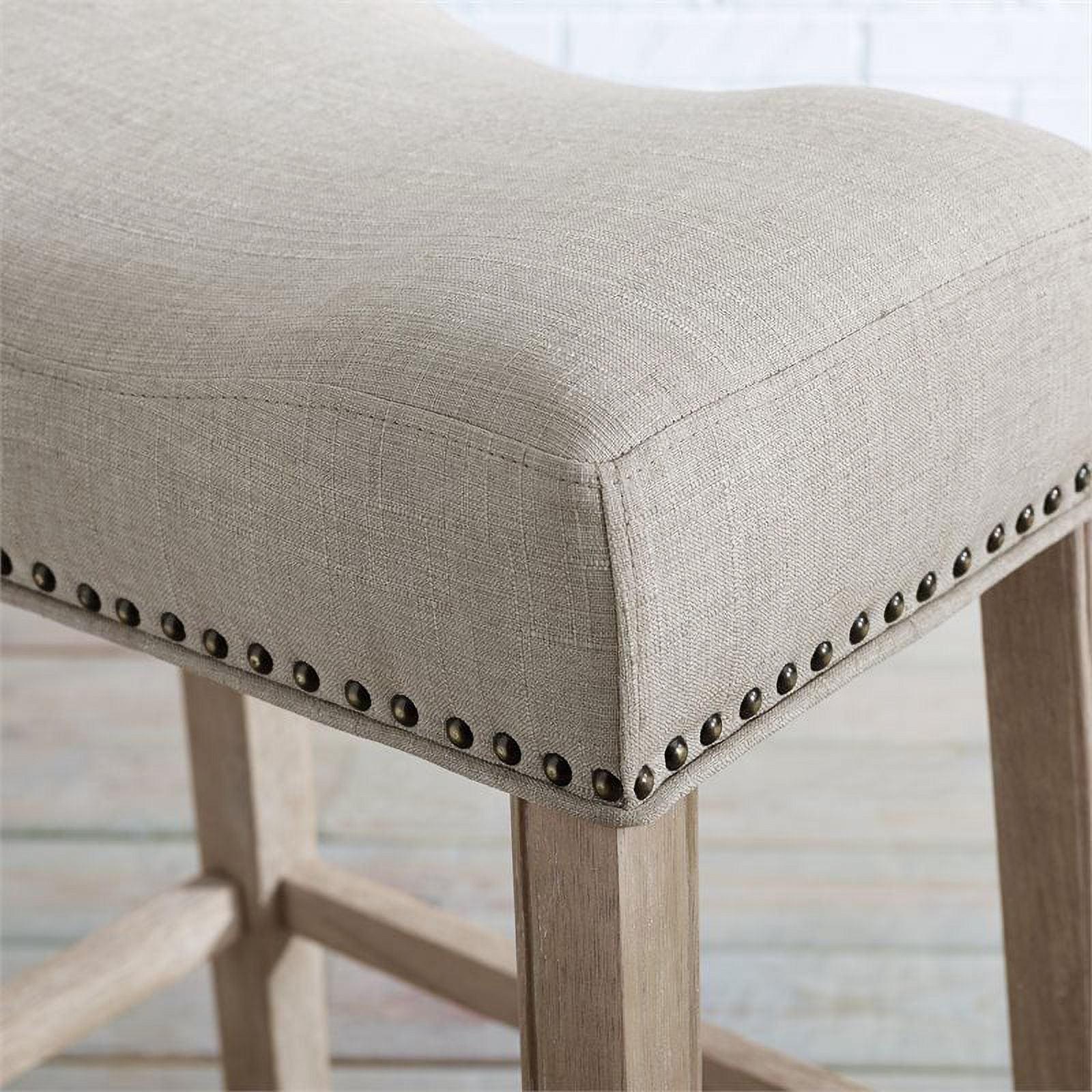 Fabric Upholstered Bar Stool in Tan (Set of 2) T3363