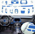 Carbon Fiber Texture Vinyl Wrap Center Console Dashboard Cover for Chevrolet Camaro 28PCS Blue O995138